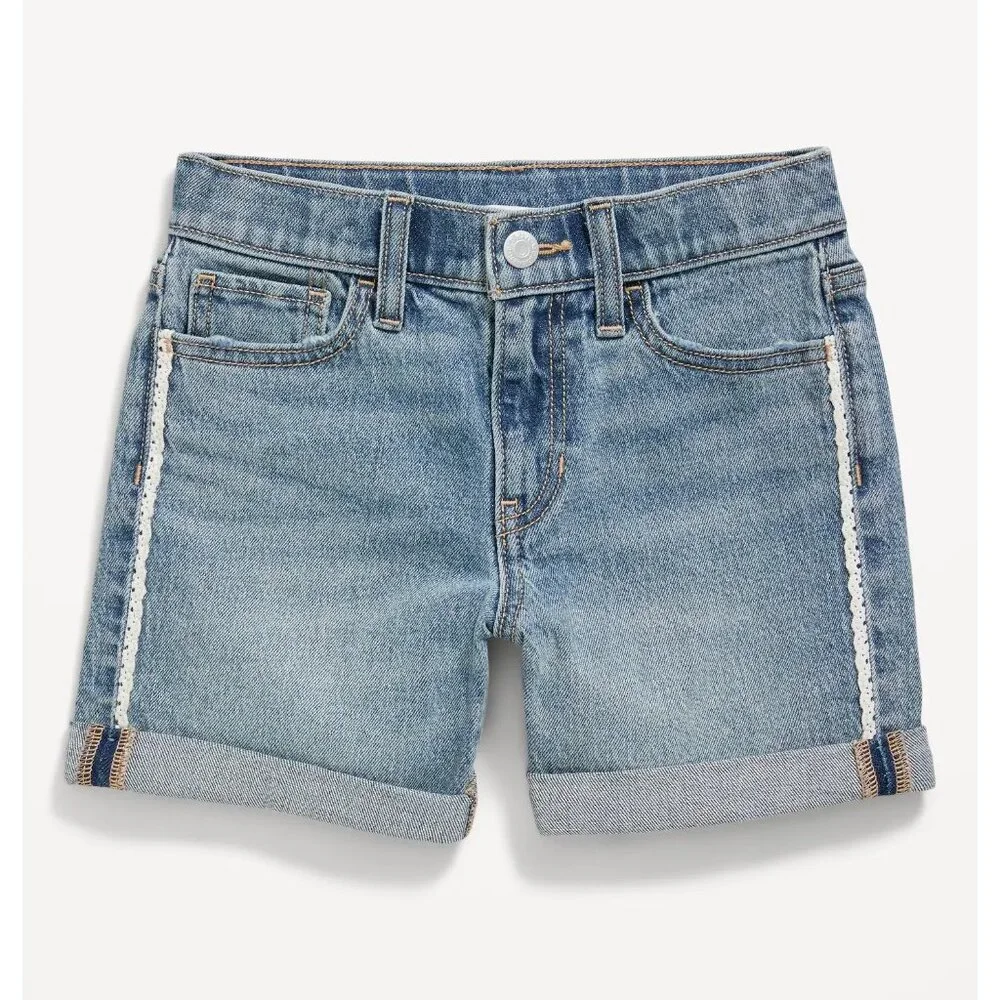 Old Navy High-Waisted Lace-Trim Double-Rolled-Cuff Midi Shorts for Girls NWT
